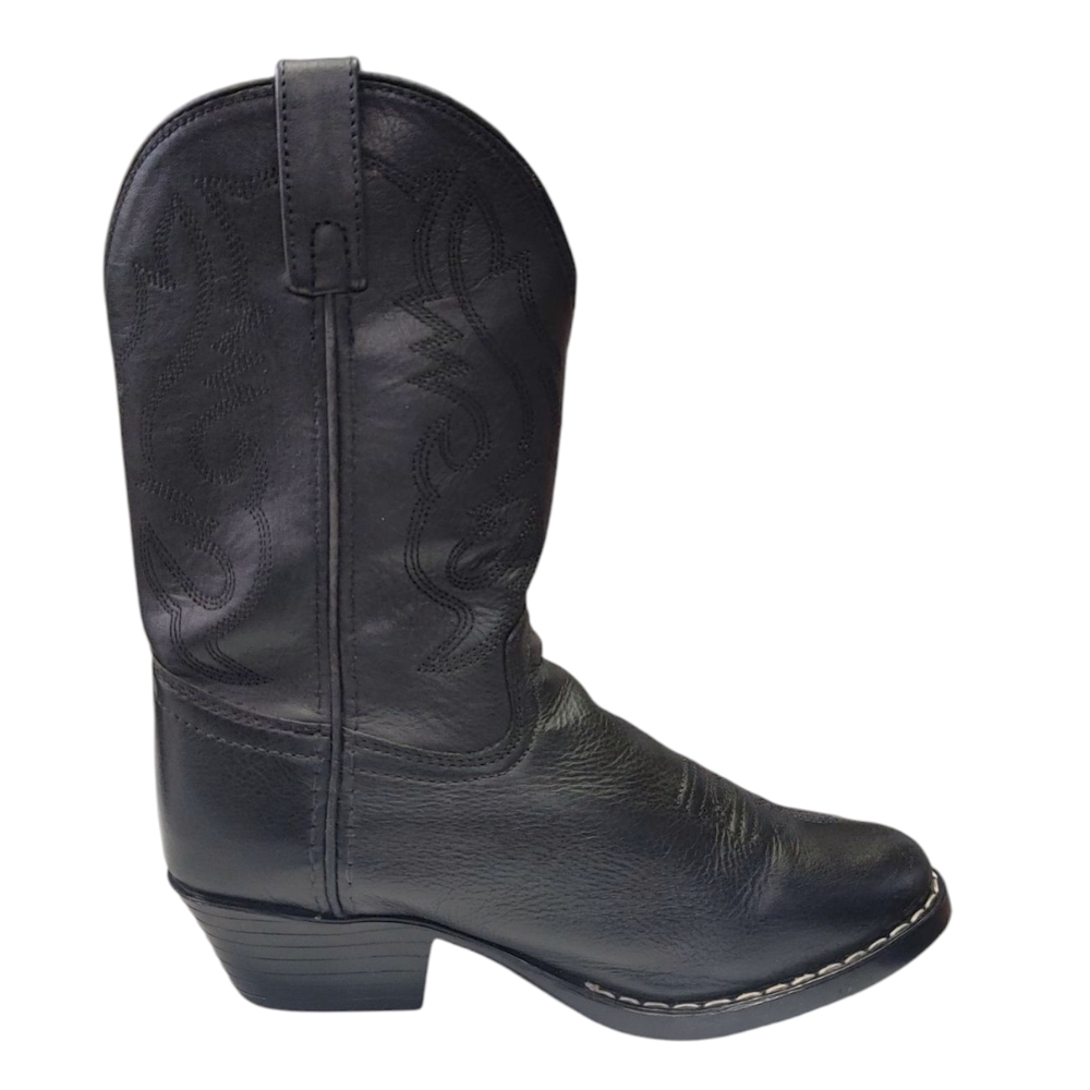 Smokey Mountain Black Leather Embroidered Cowboy Boots Kids Size 2.5 - Picture 2 of 10